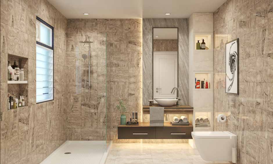 Bathroom in sleek look modern style